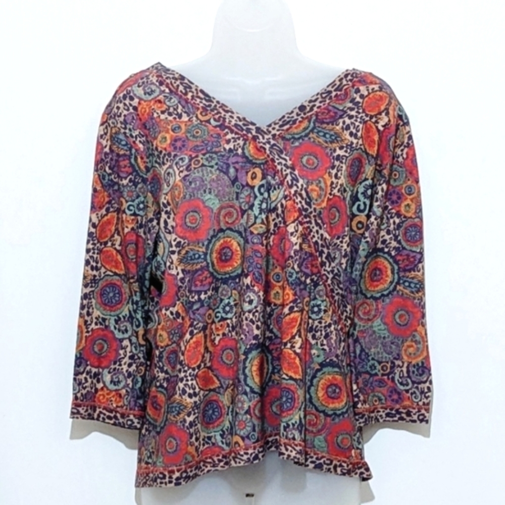 Westbound | Floral Cheetah Paisley | V Neck Long Sleeve | Fall | Winter | Y2K